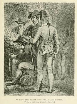 An Exploring Party with Phillip and Hunter. (From a sketch by Captain Hunter.)