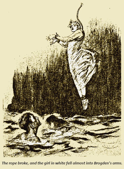 The rope broke, and the girl in white fell