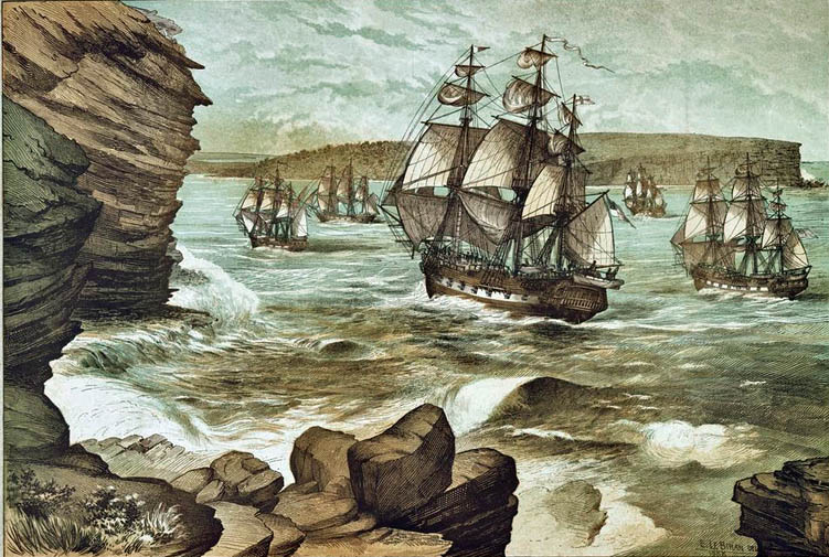 The_First_Fleet_entering_Port_Jackson