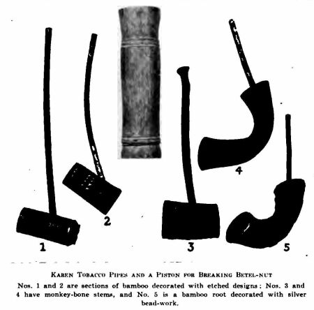 Karen Tobacoo Pipes and a Piston for Breaking Betel-nut