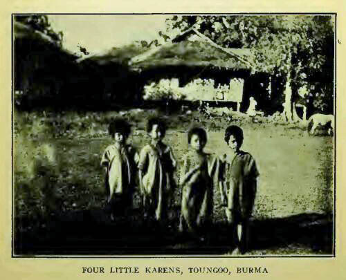 FOUR LITTLE KARENS, TOUNGOO, BURMA