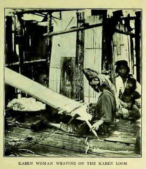 KAREN WOMAN WEAVING ON THE KAREN LOOM